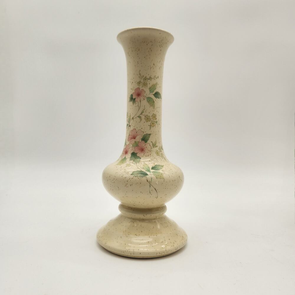 Nelson McCoy Vintage "Speckled Floral Romance" Pattern Vase Handmade Cottagecore
